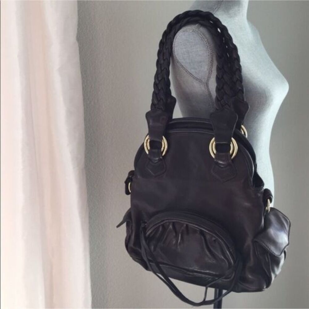 Treesje Dark Brown Leather Shoulder Bag 